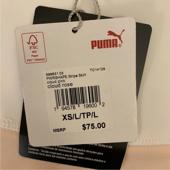 Puma Womens Powershape Skort Size XS Long Pink White Striped Golf Tennis NWT $75 - Picture 10 of 12